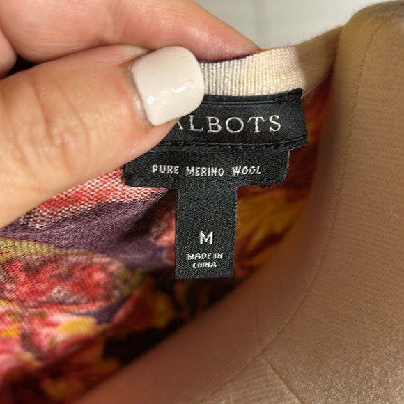 Talbots Floral Merino Wool Sweater EUC - Picture 6 of 7